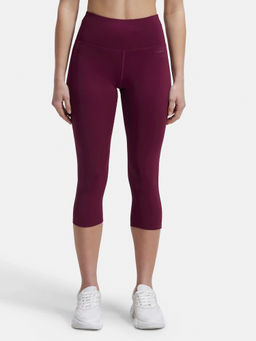 Jockey - MW36 Women Microfiber Elastane Slim Fit Active Wear Capri - Grape Wine
