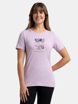 Jockey - 1361 Women Cotton Elastane Round Neck T-Shirt - Orchid Bloom