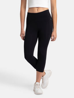 Jockey - 1391 Women Super Combed Cotton Elastane Capri - Black