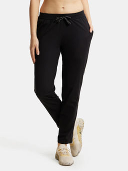 Jockey - 1305 Women Super Combed Cotton Rich Relaxed Fit Trackpants - Black (XXL)