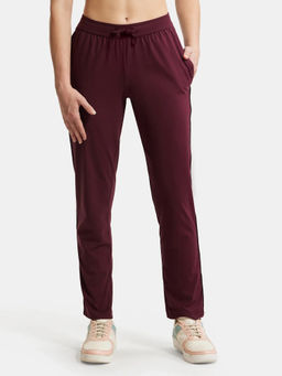 Jockey - 1305 Women Super Combed Cotton Rich Relaxed Fit Trackpants - Wine Tasting