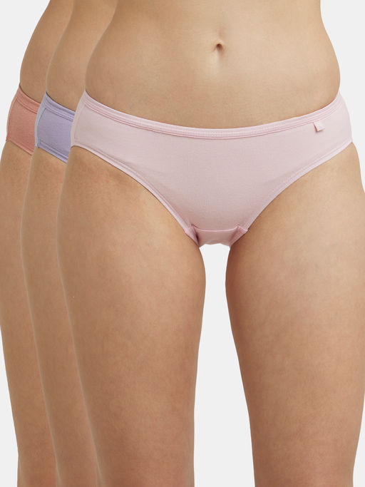 Jockey 1410 Women Medium Coverage Super Combed Cotton Bikini-Light Assorted(Packof 3)