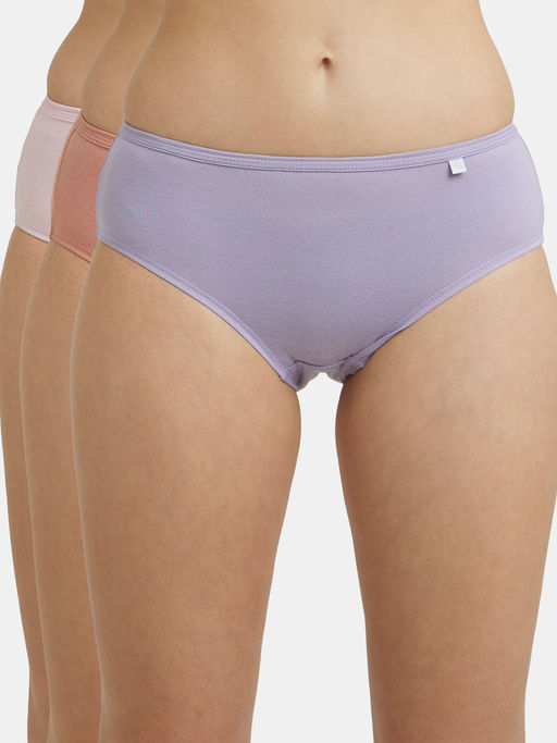 Jockey 1406 Women High Coverage Super Combed Cotton Hipster-Light Assorted (Pack of 3)