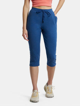 Jockey - 1300 Women Super Combed Cotton Elastane Capri - Vintage Denim Melange