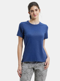 Jockey - 1515 Women Cotton Elastane Round Neck Half Sleeve T-Shirt - Blue Melange