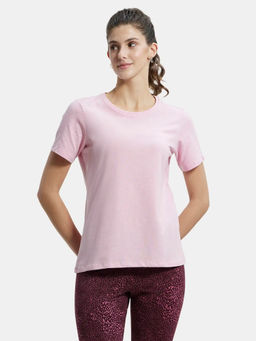 Jockey - 1515 Women Cotton Elastane Round Neck Half Sleeve T-Shirt - Pink Lady Melange