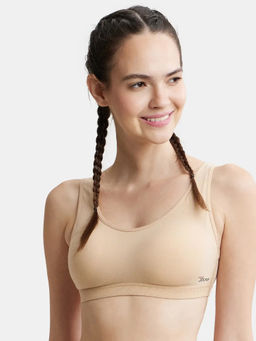 Jockey - MJ10 Wirefree Padded Super Combed Cotton Elastane Slip-On Uniform Bra - Skin