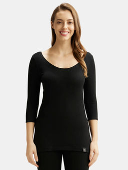 Jockey - 2511 Women Soft Touch Microfiber Elastane 3/4th Sleeve Thermal Top - Black