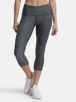 Jockey - AP24 Women Tactel Microfiber Elastane Stretch Slim Fit Capri - Black Melange