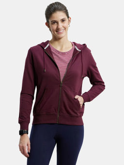 Jockey - AW30 Women Super Combed Cotton French Terry Hoodie Jacket - Wine Tasting