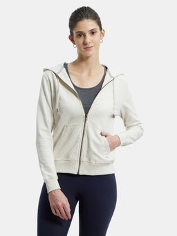 Jockey - AW30 Women Super Combed Cotton French Terry Hoodie Jacket - Cream Melange