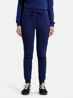 Jockey - AW36 Women Super Combed Cotton Elastane Slim Fit Joggers-Imperial Blue Melange