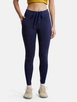 Jockey - AA01 Women Super Combed Cotton Elastane Yoga Pants - Blue Melange Printed