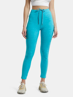 Jockey - AA01 Women Super Combed Cotton Elastane Yoga Pants - J Teal Printed