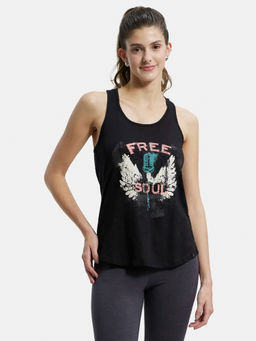 Jockey - AW52 Women Super Combed Cotton Printed Racerback Styled Tank Top - Black