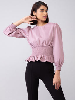 Twenty Dresses by Nykaa Fashion - Work Pink Solid Scoop Neck Top