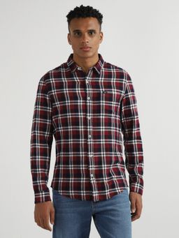 Lee - Men Slim Checked Red Shirt