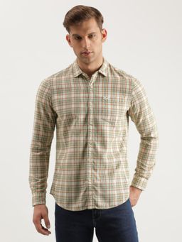 Lee - Men Slim Checked Beige Shirt