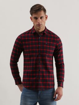 Lee - Men Slim Checked Red Shirt