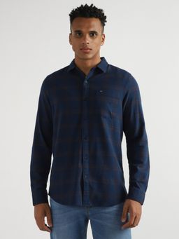 Lee - Men Slim Checked Blue Shirt