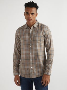 Lee - Men Slim Checked Khaki Shirt