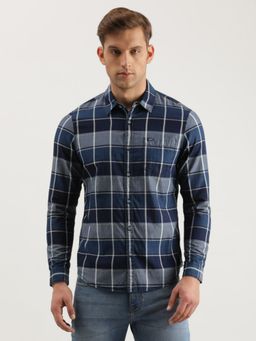 Lee - Men Slim Checked Blue Shirt
