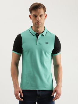 Lee - Men Slim Colorblock Green Polo T-Shirt