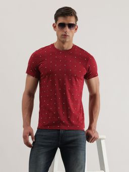 Lee - Men Slim Printed Red Crew Neck T-Shirt