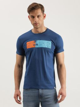 Lee - Men Slim Graphic Print Navy Crew Neck T-Shirt