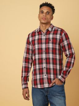 Wrangler - Men Regular Checked Red Shirt