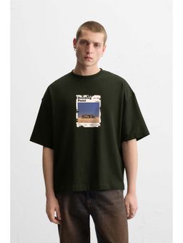 MISCHIEF MONKEY - Men Olive Graphic Printed T-shirt