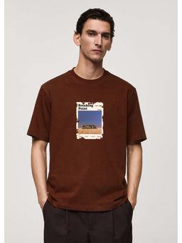 MISCHIEF MONKEY - Men Brown Graphic Printed T-shirt