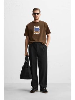 MISCHIEF MONKEY - Men Dark Brown Graphic Printed T-shirt