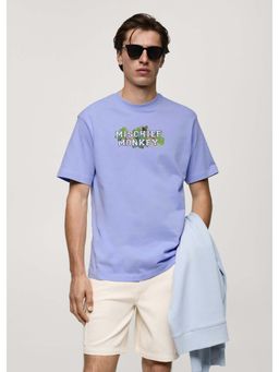 MISCHIEF MONKEY - Men Lavender Graphic Printed T-shirt