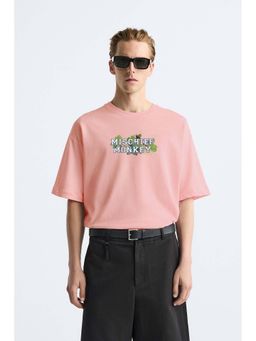 MISCHIEF MONKEY - Men Peach Graphic Printed T-shirt