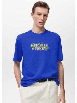 MISCHIEF MONKEY - Men Blue Graphic Printed T-shirt