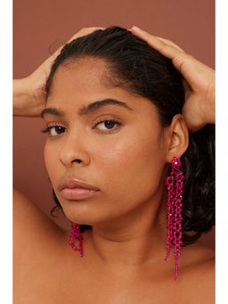 NA-KD - Long Strass Earrings-Pink