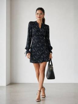 Virgio - Printed Cotton Wrap Mini Dress For Women