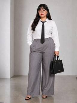 Virgio - Solid Cotton Crop Plus Size Shirt for Women