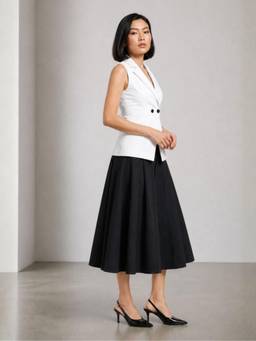Virgio - Solid Cotton Notch Collar Blazer for Women
