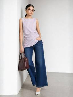 Virgio - Pink Striped Cotton Stripped Side Knot Top