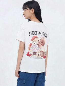 max - Girls White Back Graphic Printed T-shirt