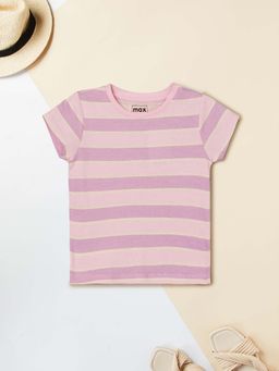 max - Girls Pink Striped T-shirt