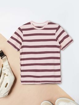 max - Boys Pink Striped T-shirt
