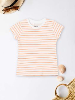 max - Girls Orange Striped T-shirt