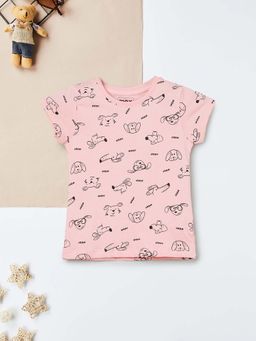 max - Girls Pink Printed T-shirt