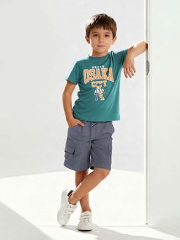 max - Boys Green Graphic Printed T-shirt