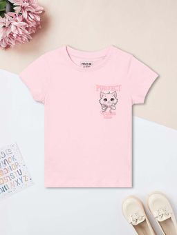 max - Girls Pink Graphic Printed T-shirt