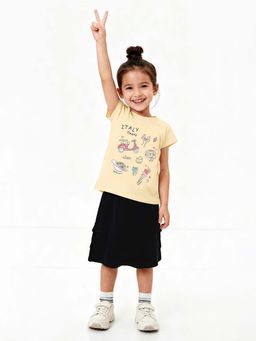 max - Girls Yellow Graphic Printed T-shirt