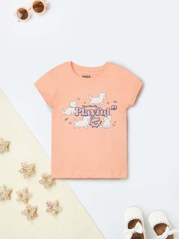 max - Girls Orange Graphic Printed T-shirt